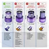 A size chart comparing different Dyson vacuum cleaner filters, showing dimensions and compatible models. Produktbild-Vorschau