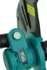 A close-up view of a teal and black power tool, likely a trimmer, with a warning label visible. Náhľad obrázku produktu