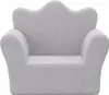 A light gray plush children's armchair with a crown-shaped backrest, presented against a white background. Produktbild-Vorschau