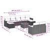 10-tlg. Garten-Sofagarnitur mit Kissen Schwarz Poly Rattan Produktbild-Vorschau 8
