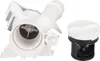 A washing machine drain pump and its filter are shown against a white background. Produktbild-Vorschau