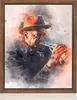 A watercolor-style painting of a man playing a trumpet. Produktbild-Vorschau