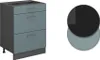 A kitchen cabinet with three drawers and a plinth, shown next to a color swatch. Náhled obrázku produktu