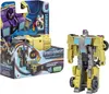 A Transformers EarthSpark 1-Step Flip Changer toy is shown in its packaging next to the toy itself. Anteprima dell’immagine prodotto