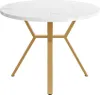 Runder Weiss Esstisch 100x100x75 cm Marmor Optik Gold X Produktbild-Vorschau 2