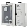 A Karl Lagerfeld iPhone case is displayed in its retail packaging, with the case visible through a clear window and additional product information on the side. Produktbild-Vorschau