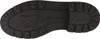 The image shows the sole of a black boot with a textured tread pattern. It features a silhouette of a running horse and the brand name 'MUSTANG' embossed in the center. There are also star designs on the sole. Voir les images du produit