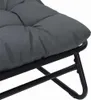 A close-up view of a gray cushion on a black metal frame. Produktbild-Vorschau