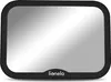 A black baby car mirror with a rounded rectangular shape, placed on a white background. Produktbild-Vorschau
