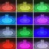 A collage of 12 images, each showing a crystal diamond table lamp emitting light in different colors. Produktbild-Vorschau