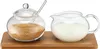 Weis Zucker-/Sahne Set Glas mit Bambustablett, klar/natur, Produktbild-Vorschau 2
