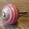 Möbelknauf aus Keramik Shabby Chic - Streifen - orange-weiß Produktbild-Vorschau 3