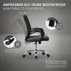 A marketing image of an ergonomic office chair, highlighting its adjustable features with text and diagrams. Produktbild-Vorschau