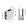Two views of a glass clamp with dimensions indicated. Voir les images du produit