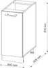A line drawing of a kitchen cabinet with dimensions indicated. Produktbild-Vorschau