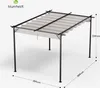 A 3D rendered image of a pergola with dimensions indicated. Produktbild-Vorschau