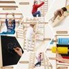 A collage of images showcasing different features and activities of a wooden children's climbing frame. Podgląd zdjęcia produktu