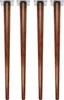 Four wooden table legs with silver mounting plates are arranged vertically against a white background. Náhled obrázku produktu
