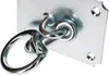 A close-up, studio shot of a metal ceiling hook with a swivel attachment and a large ring. Produktbild-Vorschau