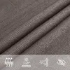 Close-up of a folded anthracite HDPE fabric, with icons representing breathability, UV protection, and wind resistance at the bottom. Produktbild-Vorschau