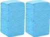 Two stacks of light blue disposable pet training pads. Voir les images du produit