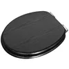 A black wooden toilet seat is shown from a slightly elevated angle against a white background. Produktbild-Vorschau