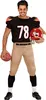 A man dressed in a football costume, holding a football and a helmet. Anteprima dell’immagine prodotto