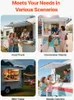 A collage of four images showing different scenarios where a serving window or food truck might be used. Produktbild-Vorschau
