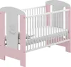 A baby crib with a mattress inside, shown from a side-angle on a white background. Produktbild-Vorschau