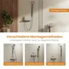 A collage of images demonstrating different installation methods for a shower system, with text overlays explaining the options. Podgląd zdjęcia produktu