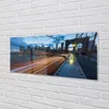 Glasbilder 125x50 Wandkunst Wolkenkratzer Brücke Fluss Produktbild-Vorschau 2