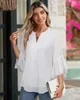 ASKSA Femme Manches 3/4 Chemise Élégante Col V Mousseline Voir les images du produit 5