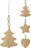 A collection of wooden Christmas ornaments hanging against a white background. Anteprima dell’immagine prodotto