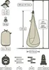 Diagram showing the dimensions, weight limit, age range, and included accessories for a hanging chair. Produktbild-Vorschau