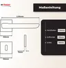 Diagram showing the dimensions and measurements of a door handle set. Produktbild-Vorschau