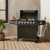 Barbecue a gas a 6 bruciatori con fuoco laterale, Nero Anteprima dell’immagine prodotto 6