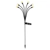 A solar-powered garden light with multiple LED bulbs on flexible stems, mounted on a stake. Produktbild-Vorschau