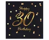 Serwetki urodzinowe Happy 30 Birthday czarne, 33 cm 20 Podgląd zdjęcia produktu 1