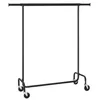 A black metal garment rack with wheels. Produktbild-Vorschau