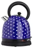 A blue polka dot electric kettle on a black base. Produktbild-Vorschau