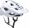A white bicycle helmet with black straps and branding. Produktbild-Vorschau