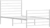 A white metal bed frame with a headboard and footboard, shown from a side angle against a white background. Podgląd zdjęcia produktu