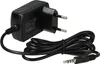 A black power adapter with a coiled black cable and a 3.5mm audio jack connector. Produktbild-Vorschau