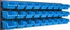 A wall-mounted storage system with multiple blue bins. Produktbild-Vorschau