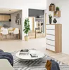 A modern living room and dining area with a chest of drawers, a coffee table, and a dining set. Náhled obrázku produktu