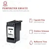 A black ink cartridge with descriptive text and icons highlighting its features. Produktbild-Vorschau