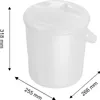 A white plastic diaper pail with dimensions indicated by arrows and text. Produktbild-Vorschau