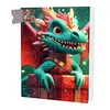 A close-up of a Christmas advent calendar featuring a cartoon dragon holding a gift. Produktbild-Vorschau