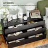 HOMCOM Commode 6 tiroirs commode chambre meuble de Voir les images du produit 3