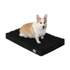 A corgi dog sitting on a black dog bed against a white background. Náhľad obrázku produktu